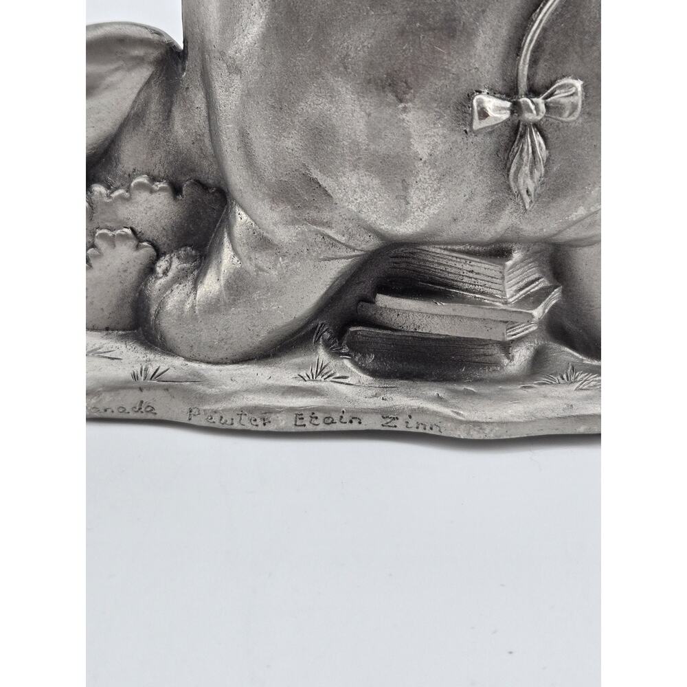 Whimsical Vtg 90s Etain Zinn Seagull Pewter Giraffe Elephant Storytime Bookends - Picture 7 of 16
